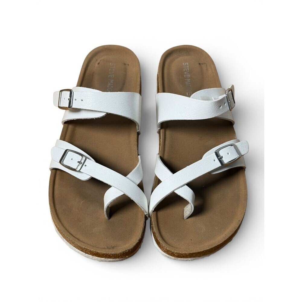 Madden Girl Bryceee Strappy Footbed White Sandal Kids Youth Size 5